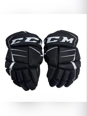 CCM FT 350 Black and White Pro Hockey Gloves Kids 10” 25cm